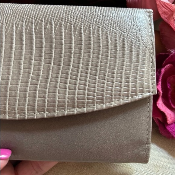 taupe kidskin Vintage leather wallet clutch, Princess Gardner taupe/grey. - Picture 3 of 13